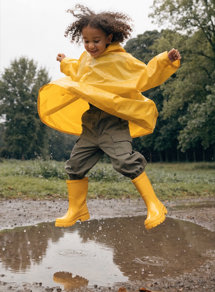 Moda infantil capa de chuva